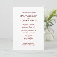 Minimalist Red Spanish-English Wedding Reception Invitation