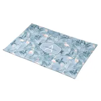 Flamingo Orchid Tropical Pattern Blue ID868 Cloth Placemat