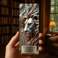 Majestic Regal Molten Copper Silver Lion Head Bookmarks