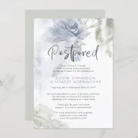 Postponed Wedding Watercolor Dusty Blue Floral Invitation