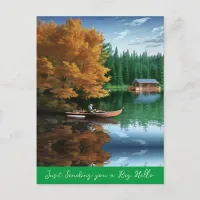 Sending You a Big Hello | Canoe on the Lake Postcard