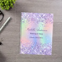 Lavender pink name holographic business planner