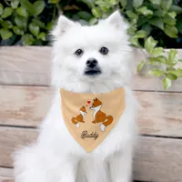 Cute foxes with hearts, hand drawn, personalized  pet bandana collar