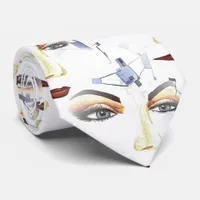 Hand-painted Mid Modern Pop Surrealism Artwork Neck Tie