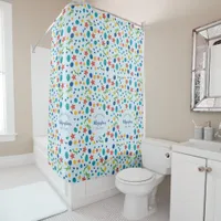 Ocean custom family name beach house sea collage shower curtain