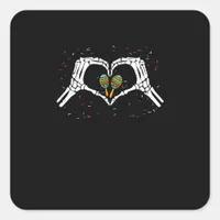 Skeleton Hand Heart Maracas Cinco De Mayo Mexican  Square Sticker