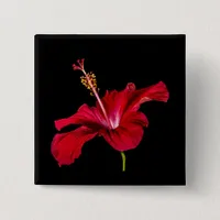 Red Hibiscus Flower Side View Pinback Button