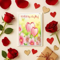 Vibrant Pink Floral Heart Butterfly Love Holiday Card