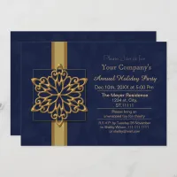 blue Gold Festive Corporate holiday party Invite