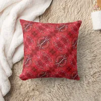 Bright Red Japanese Maple Tree tiled Throw Pillow