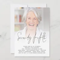 Modern Script Photo 75th Birthday Party Invitation