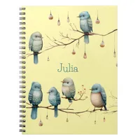 Whimsical Birds on Branches Timeless Elegance Notebook