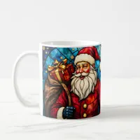 Stained Glass Style Santa Claus Merry Christmas Coffee Mug