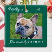 Dog Christmas Year In Review Custom Pet Photo Ceramic Ornament