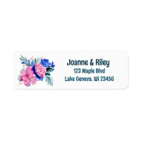 Pretty Pink and Blue Flowers Personalized Label