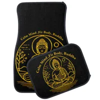 Gold Looking Buddha Seated in Serene Meditation Car Floor Mat