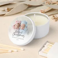 Our First Christmas Baby Twins Photo Overlay  Mini Candle Favors