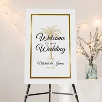 Elegant Black White Gold Palm Tree Wedding Welcome Foam Board