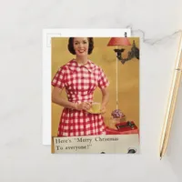 1950s Christmas Lady Collage Postcard