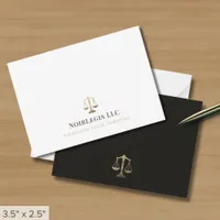 Modern Professional Gold Scales of Justice Note Card