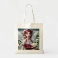 Beautiful July Fairy in Water Lilies Tote Bag