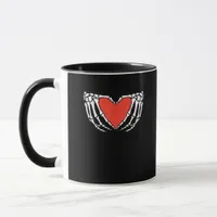Skeleton Hands Forming Heart Creepy Gothic Mug
