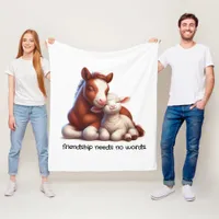 Foal & Lamb Best Friends Share a Touching Moment Fleece Blanket