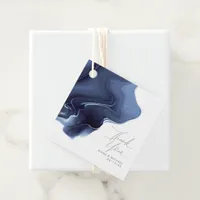 Ink Flow Wedding Thank You Blue ID762 Favor Tags
