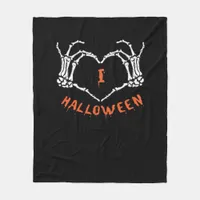 Slogan  Halloween. Heart Gesture Made Of Skeleton  Fleece Blanket