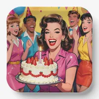 Fun Retro Pop Art Comic Mid-Century Birthday Paper Plates