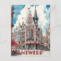 Historic Antwerp Belgium Travel Postcard