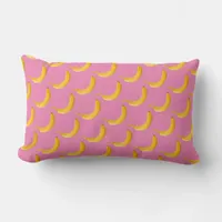 Yellow Bananas on Pink Lumbar Pillow