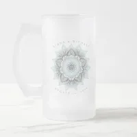 Mandala Lace Wedding Lt. Blue ID968  Frosted Glass Beer Mug