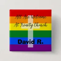 LGBT Supportive Christian button with Cross