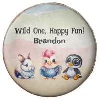 Wild One Happy Fun Woodland Animals Watercolor Chocolate Covered Oreo