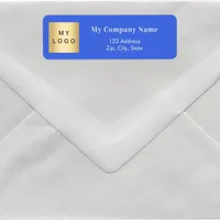 Royal blue business logo return address label
