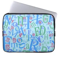 From A to Z Blue Epic Type Fun Design Laptop Sleeve