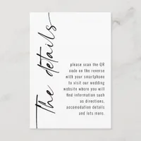 Modern Calligraphy QR Code Wedding Details Enclosure Card