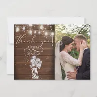 Rustic Barn Wood Fireflies Thank You Card