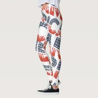 Diagonal AMERICA Pattern Leggings for 4th of July