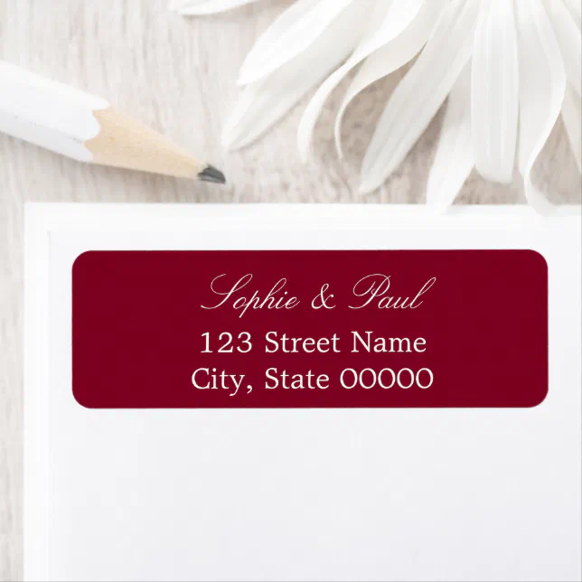 Elegant Burgundy Return Address Label