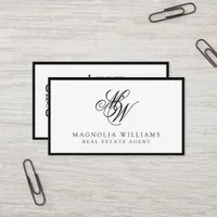 Monogram QR Code Minimalist Real Estate Business Card