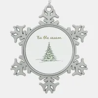 Tis The Season Christmas Tree Debbie Groovy Santa Snowflake Pewter Christmas Ornament