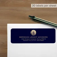 Elegant Blue Gold Business Return Address Label