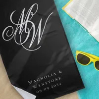 Chic Monogram Newlyweds Beach Towel