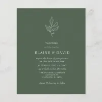 Budget Green Modern Botanical Wedding Invitations