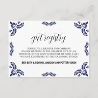 Mexican Talavera Black Floral Minimalist Wedding Enclosure Card