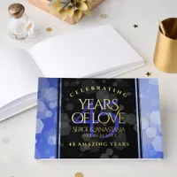 Elegant 45th Sapphire Wedding Anniversary Foil Guest Book