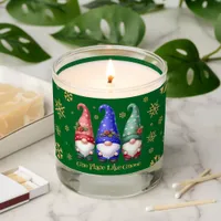 Festive Trio of Christmas Gnomes with Snowflakes Scented Candle