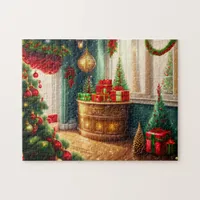 Festively decorated room, traditional Christmas  Jigsaw Puzzle